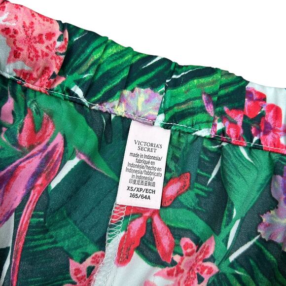 Victoria's Secret Green Floral Satin Short Pajama Set XS - Picture 6 of 7
